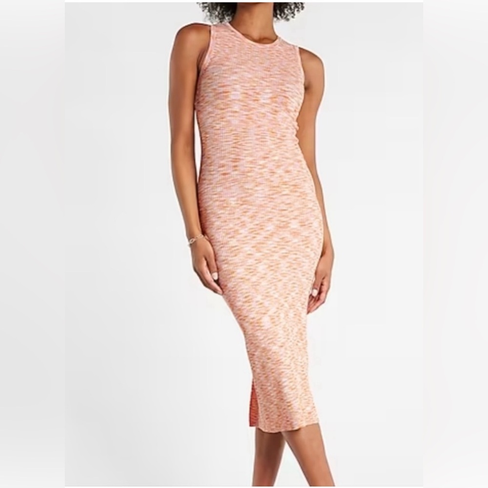 Express Body Contour Strapless Knit Dress in Multicolor and Orange